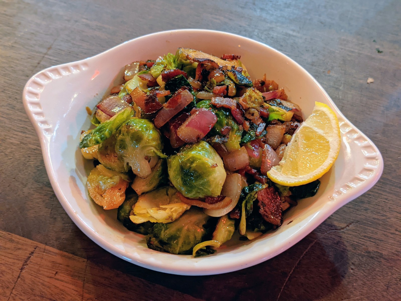 Order  Sauteed Brussels Sprouts with Bacon food online from Fonda Solana store, Berkeley on bringmethat.com