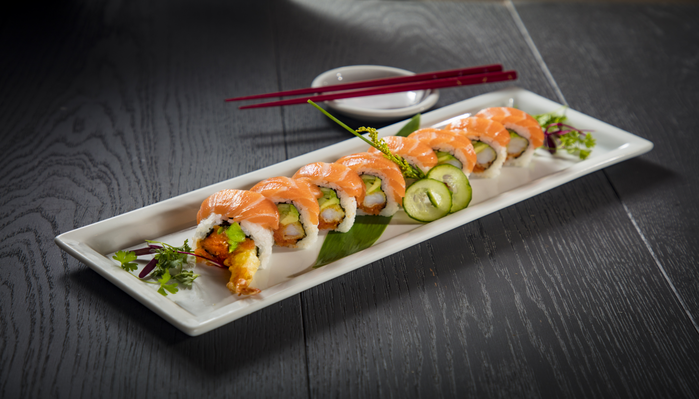 Order R32. Happy Salmon Roll food online from Starfish Sushi store, Downey on bringmethat.com