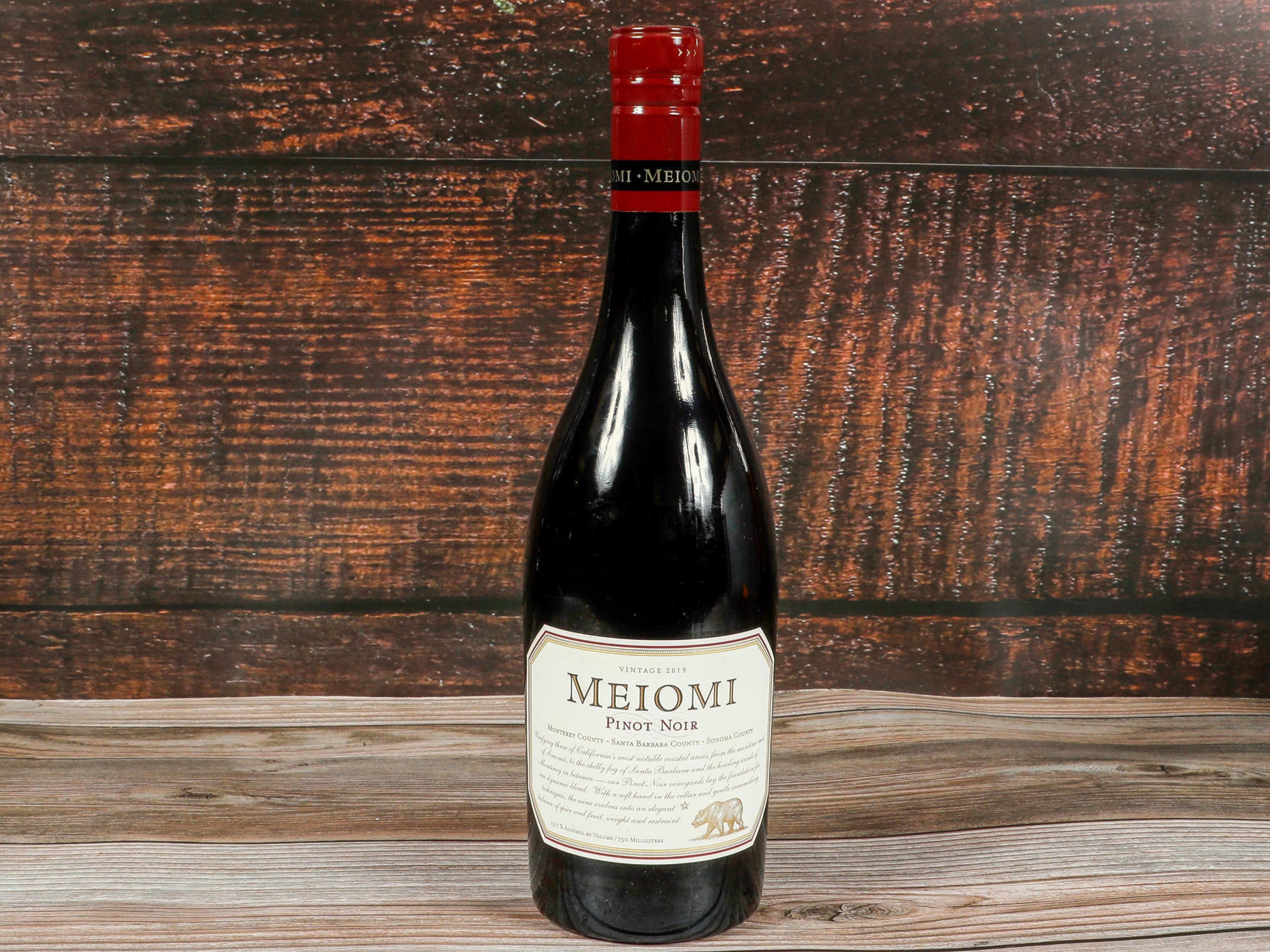 Order Meiomi Pinot Noir, 750 ml. Red Wine (13.7% ABV) food online from Kwik & Convenient store, San Francisco on bringmethat.com