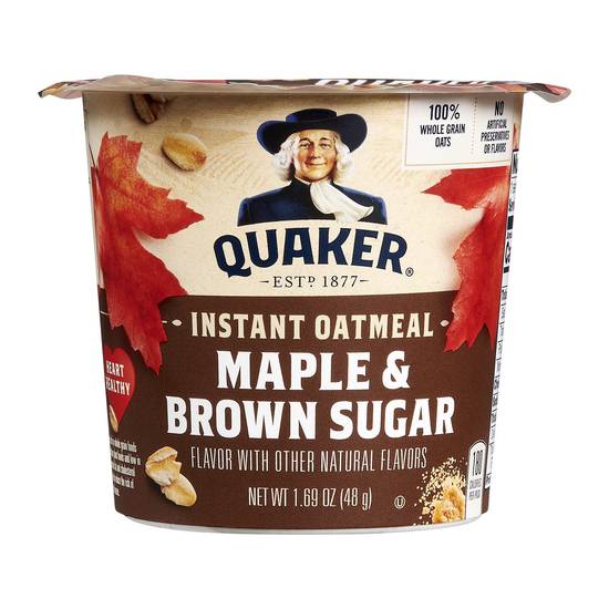Order Quaker Instant Oatmeal Maple Brown Sugar Cup 1.69oz food online from Sheetz -1695 W 5Th Street store, Washington on bringmethat.com
