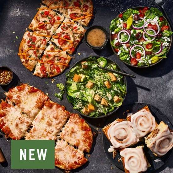 Order 2 Flatbread Pizza Family Feast with Vanilla Cinnamon Rolls food online from Panera store, Dover on bringmethat.com