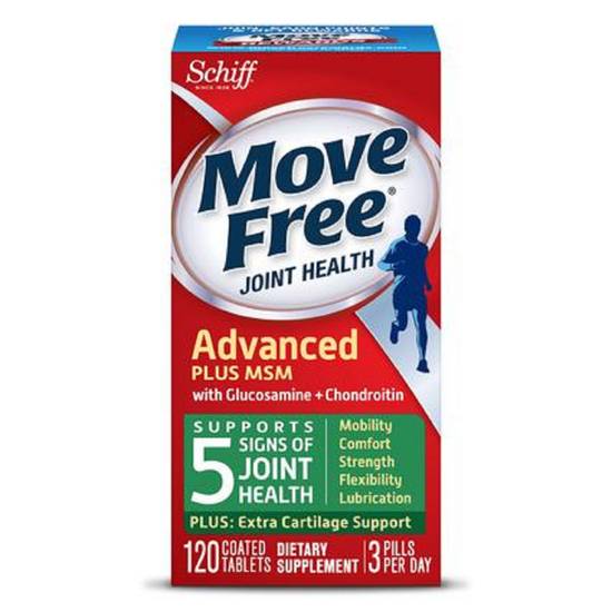 Order Schiff Move Free Joint Health Advanced Plus Coated Tablets MSM with Glucosamine + Chondroitin (120 ct) food online from Rite Aid store, Palm Desert on bringmethat.com