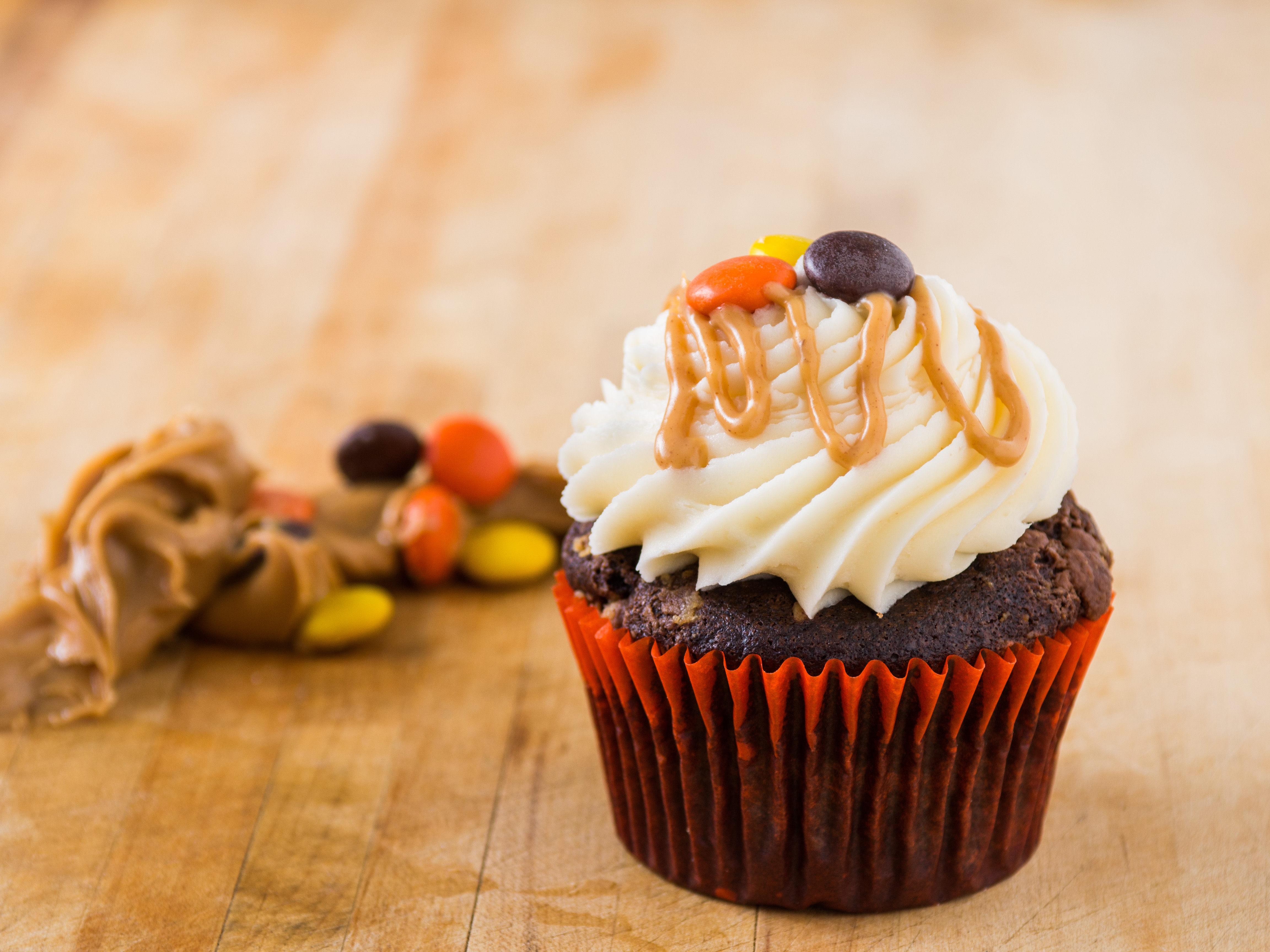 Order Dark Chocolate Peanut Butter cupcake food online from Buttercup Bake Shop store, New York on bringmethat.com