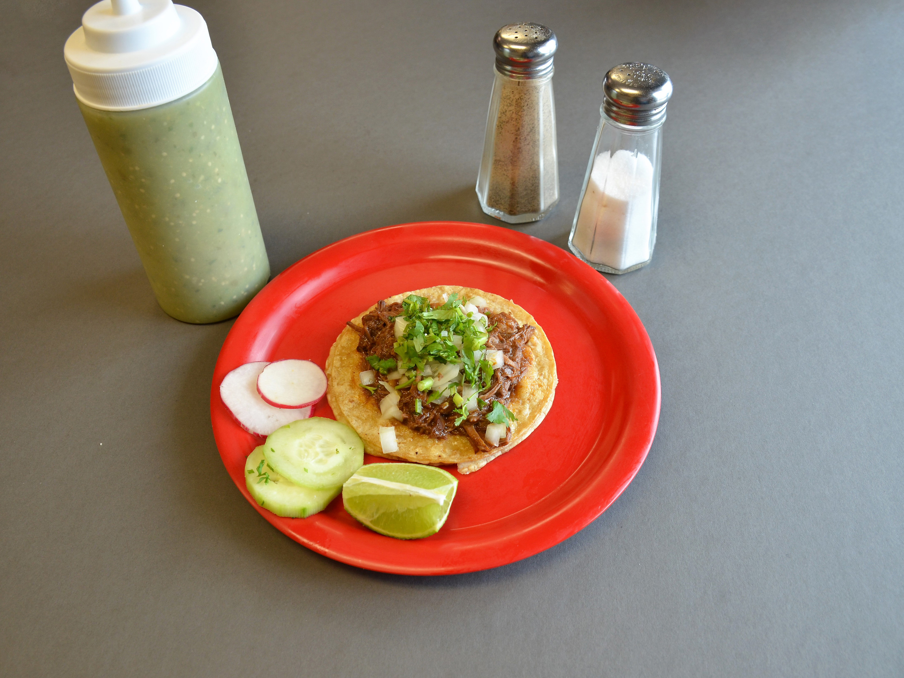 Order Barbacoa Taco food online from Las Brazas Taqueria store, Lafayette on bringmethat.com