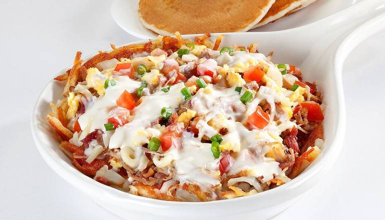 Order Carnitas Queso Skillet food online from Jimmy's Egg store, Bixby on bringmethat.com