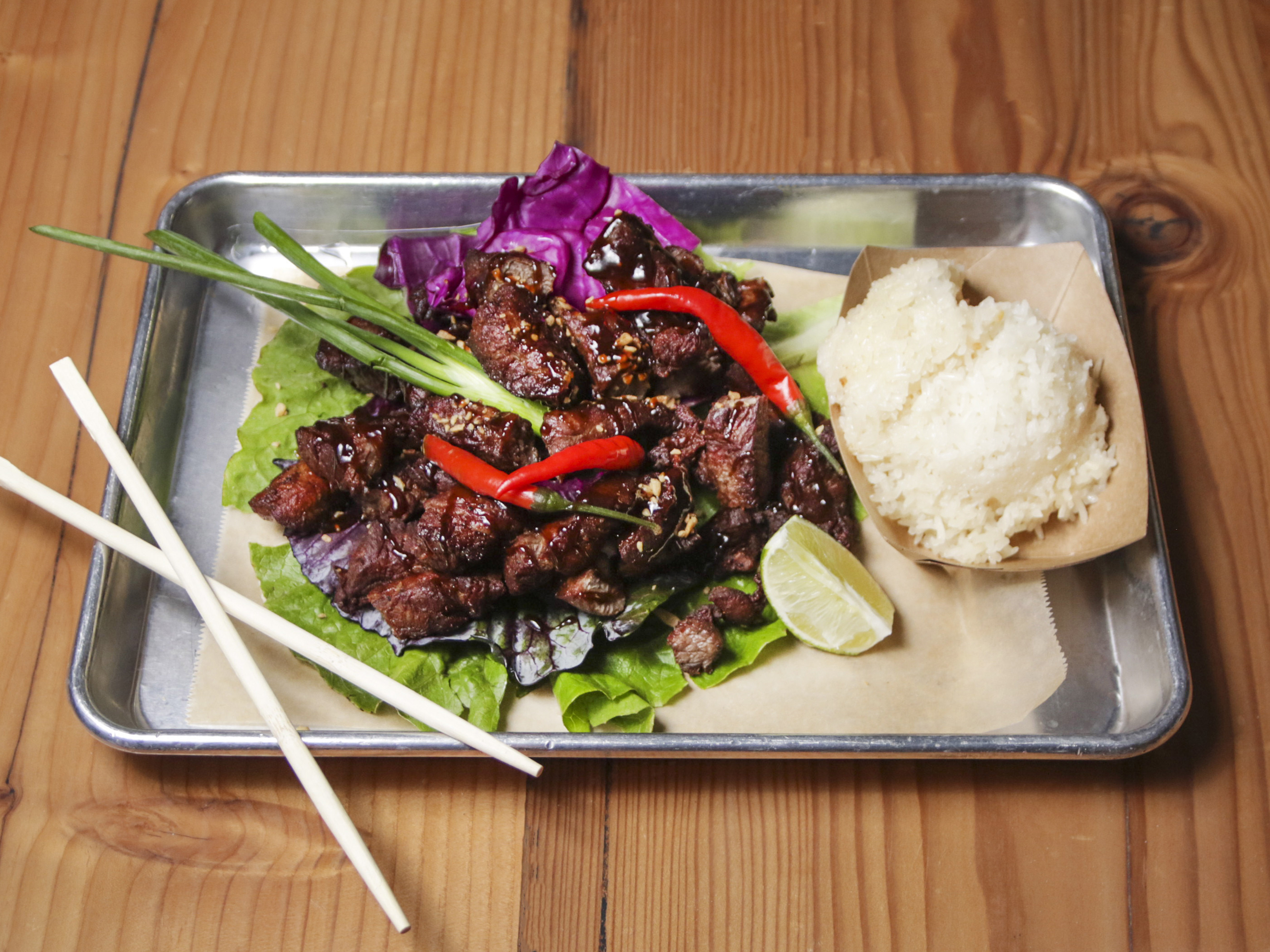 Order Candied Beef with Sticky Rice food online from Halal Street store, Detroit on bringmethat.com