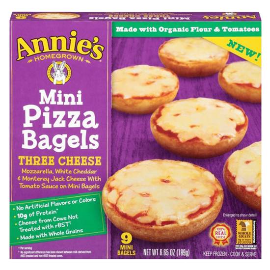 Order Annie's Homegrown Frozen 3 Cheese Mini Pizza Bagels 9ct 6.65oz food online from Everyday Needs by Gopuff store, Lansdowne on bringmethat.com