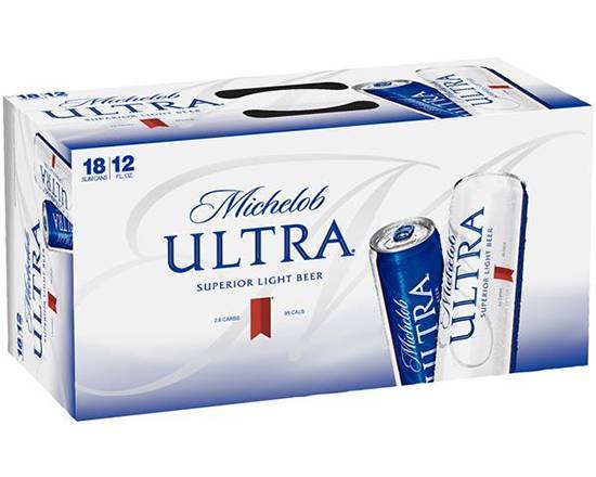 Order Michelob Ultra, 18pk-12oz can beer (4.3% ABV) food online from Samco Food Store store, Bakersfield on bringmethat.com