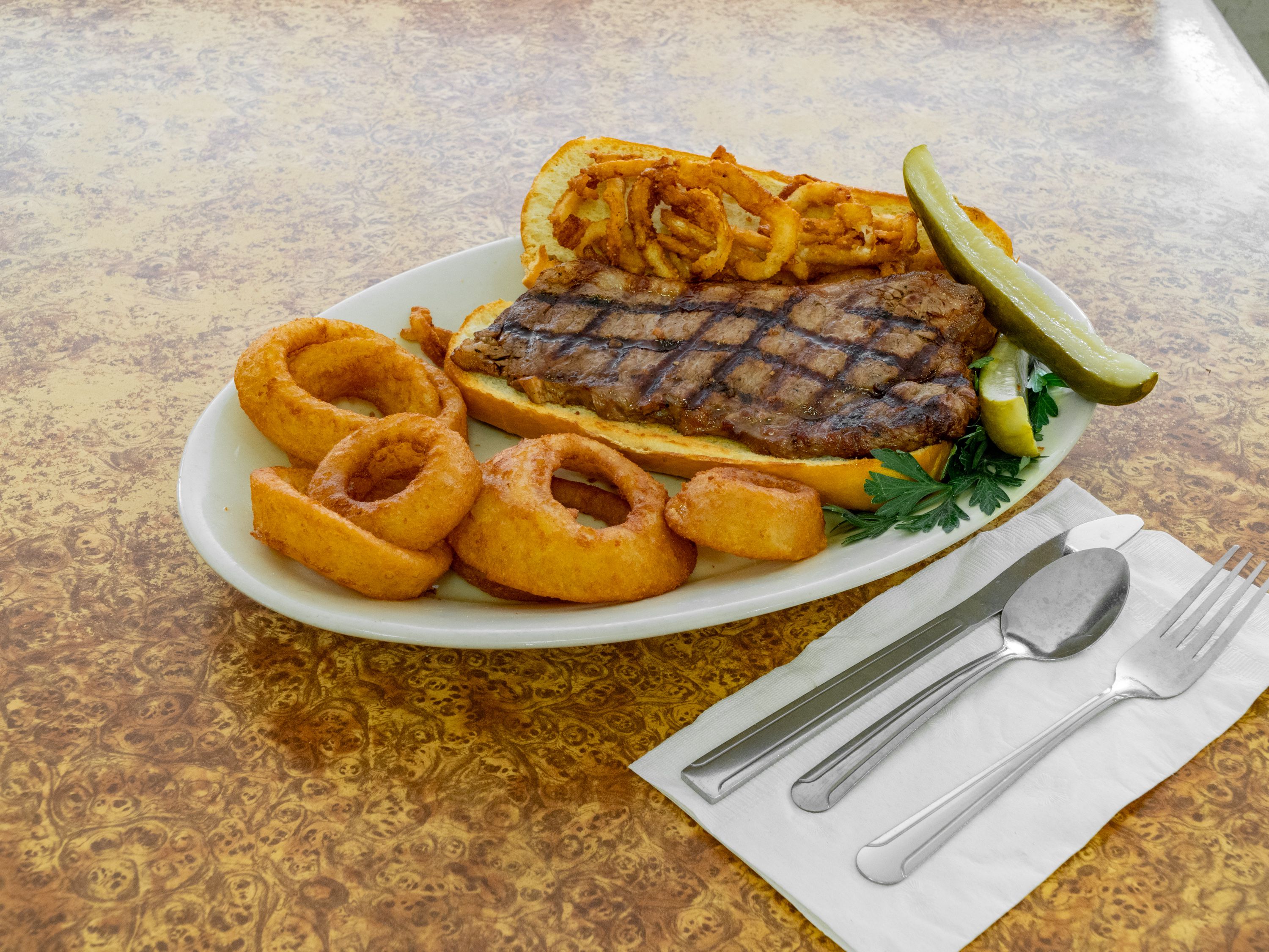 Order Steak Sandwich food online from The Omelet House store, Stockton on bringmethat.com