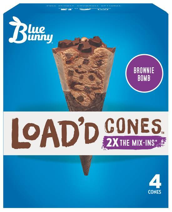 Order Blue Bunny Loaded Cone (4 pk) food online from Huck Market store, Dupo on bringmethat.com