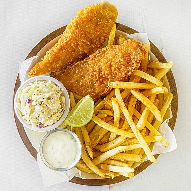 Order Yuengling Beer-Battered Fish and Chips food online from Hurricane Grill & Wings store, Lindenhurst on bringmethat.com