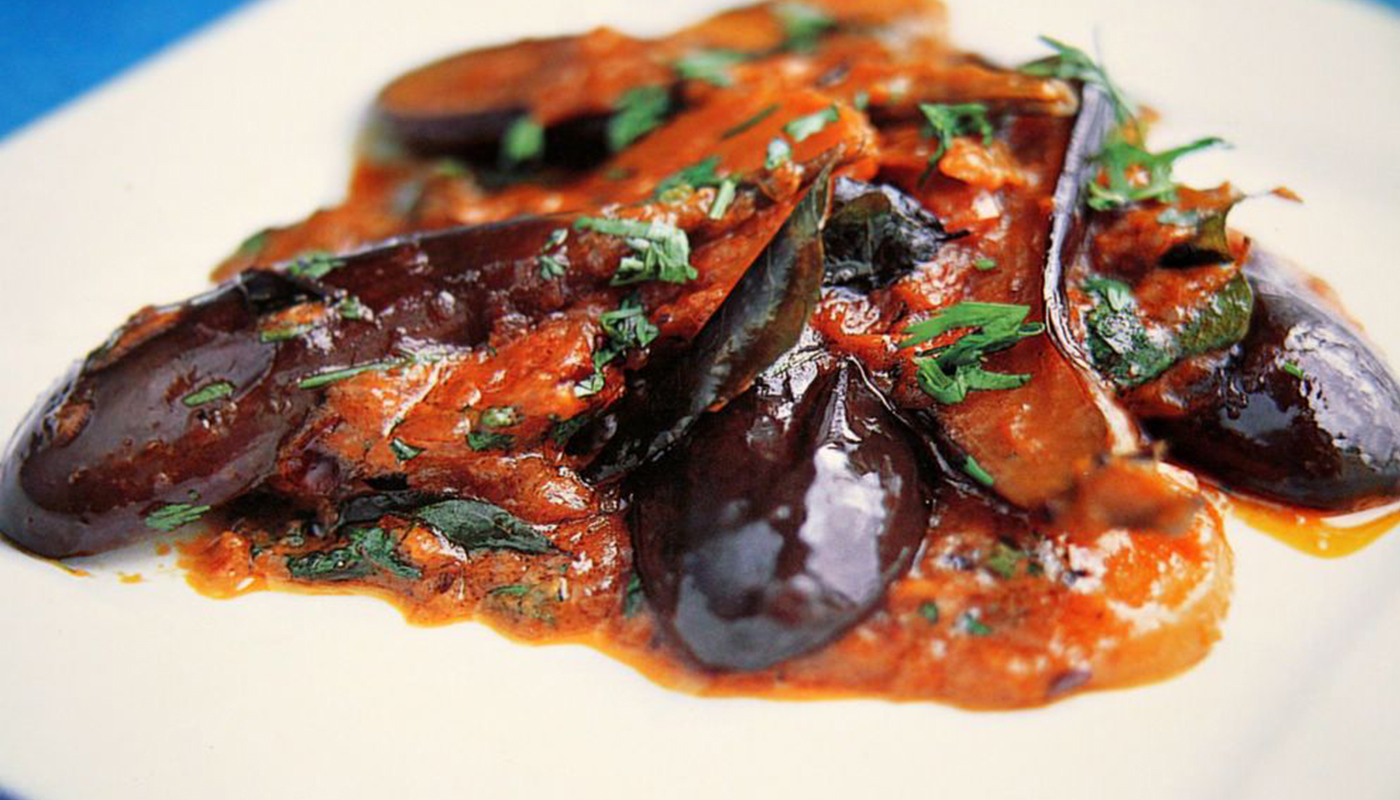 Order Achari Eggplant-Premium food online from Momo King store, Mountain View on bringmethat.com