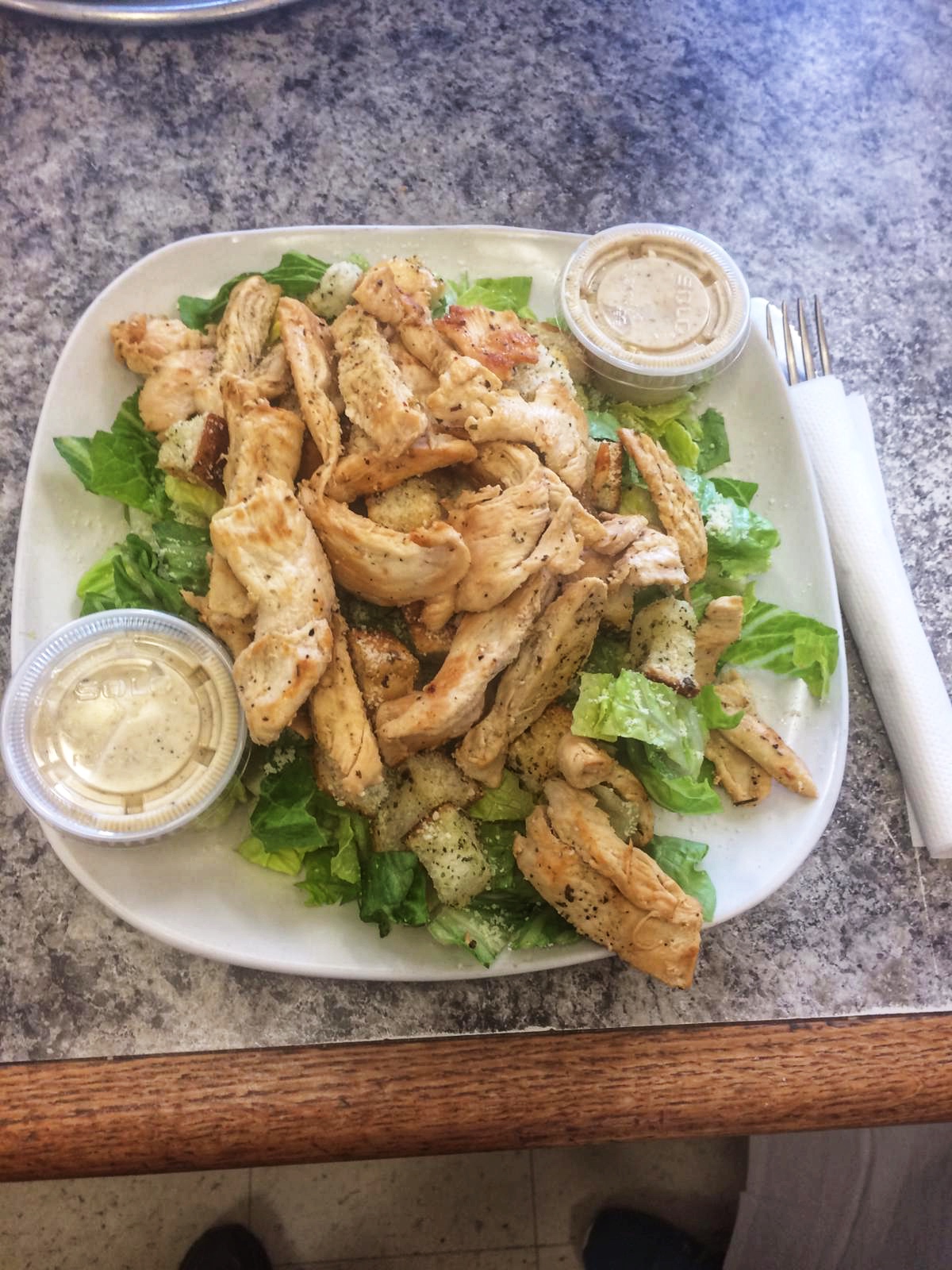 Order Chicken Caesar Salad - large food online from Lil Dom Pizzeria store, Doylestown on bringmethat.com