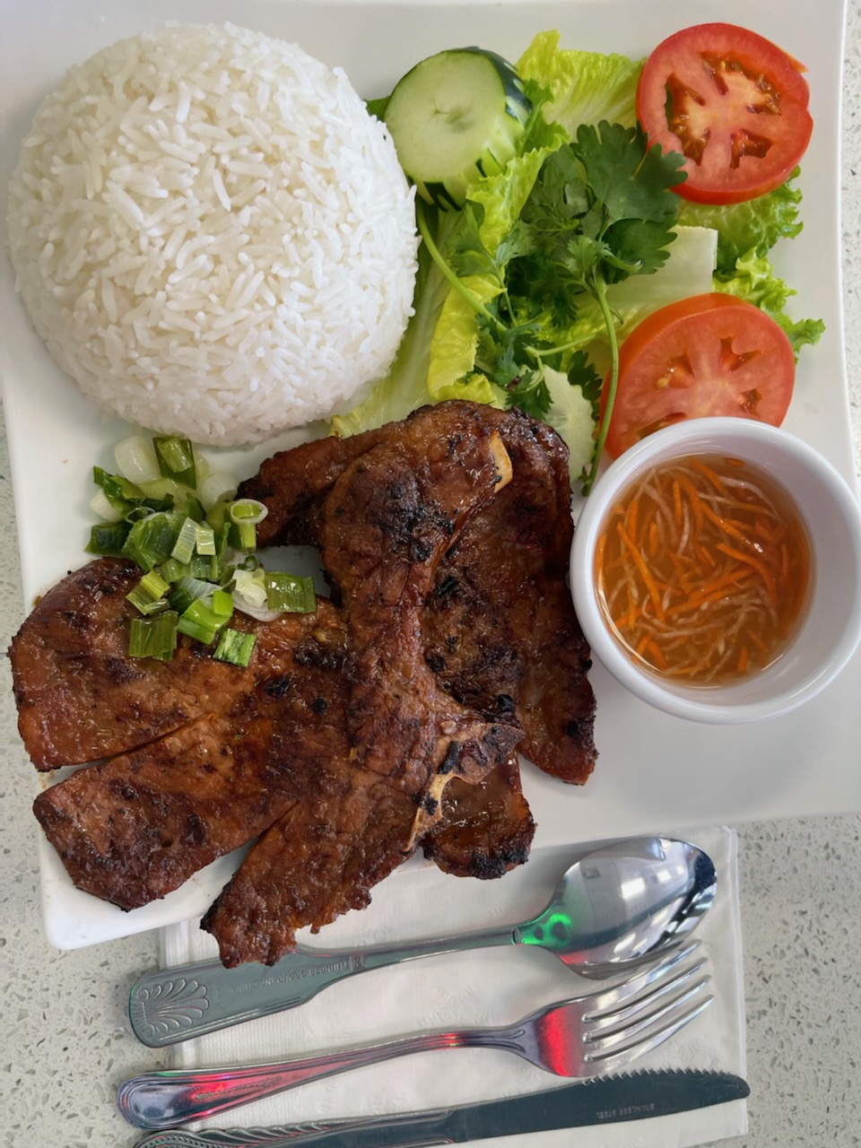 Order 36. Rice Platter with Grilled meat ( Pick 1 ) food online from Pho Saigon Le store, Victorville on bringmethat.com