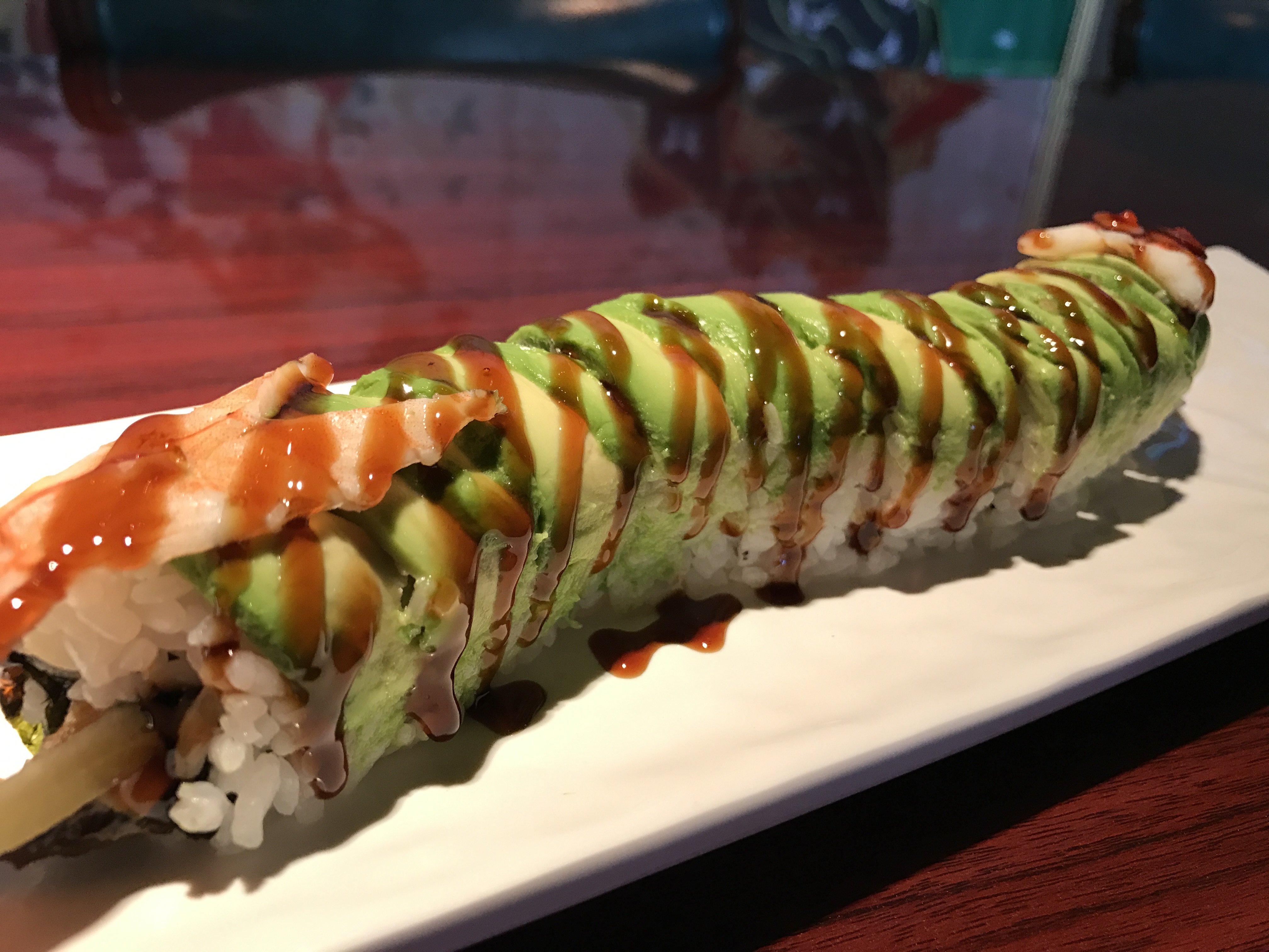 Order R11. Caterpillar Roll (8pcs) food online from Miyabi Sushi Japanese Restaurant store, Houston on bringmethat.com