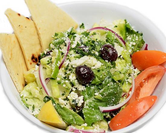 Order Traditional Greek Salad food online from George's Greek Grill-Fig at 7th store, Los Angeles on bringmethat.com