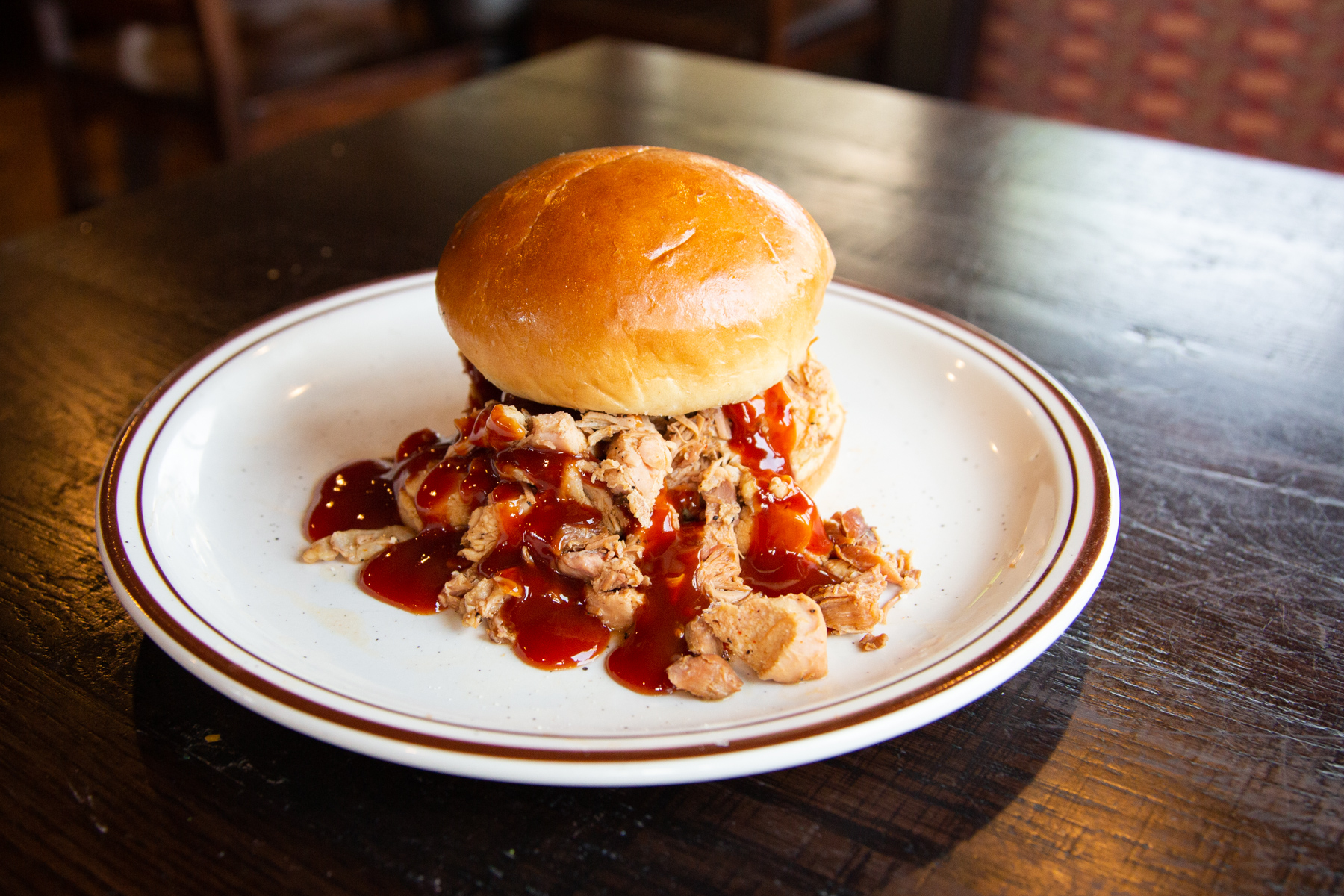 Order Pulled BBQ Chicken Sandwich food online from Iron Grill Bbq store, Columbus on bringmethat.com