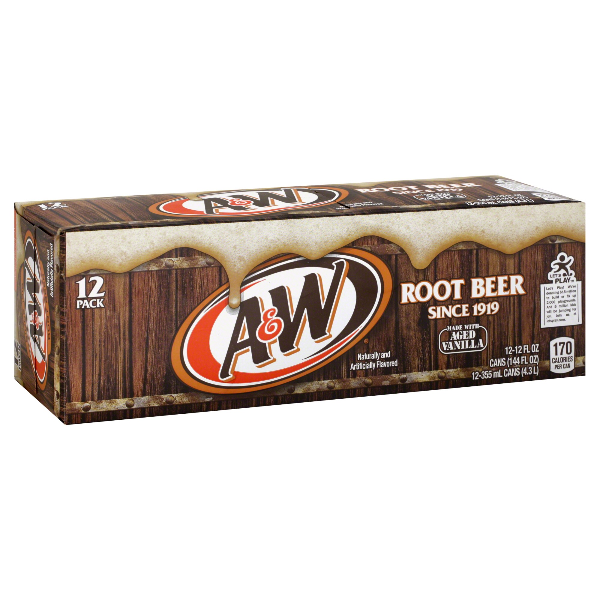 Order A & W Root Beer Cans, 12 fl oz - 12 pk food online from Rite Aid store, SUFFOLK on bringmethat.com