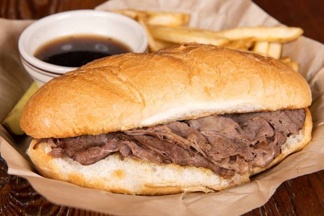 Order Prime Rib French Dip Sandwich food online from Crooked Pint Ale House store, Savage on bringmethat.com