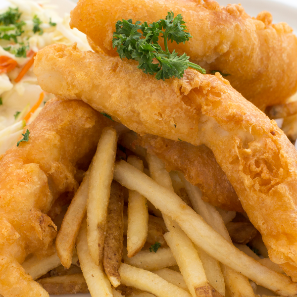 Order 3 Pieces Fish and Chips food online from Shinar Pizza Market store, El Cajon on bringmethat.com