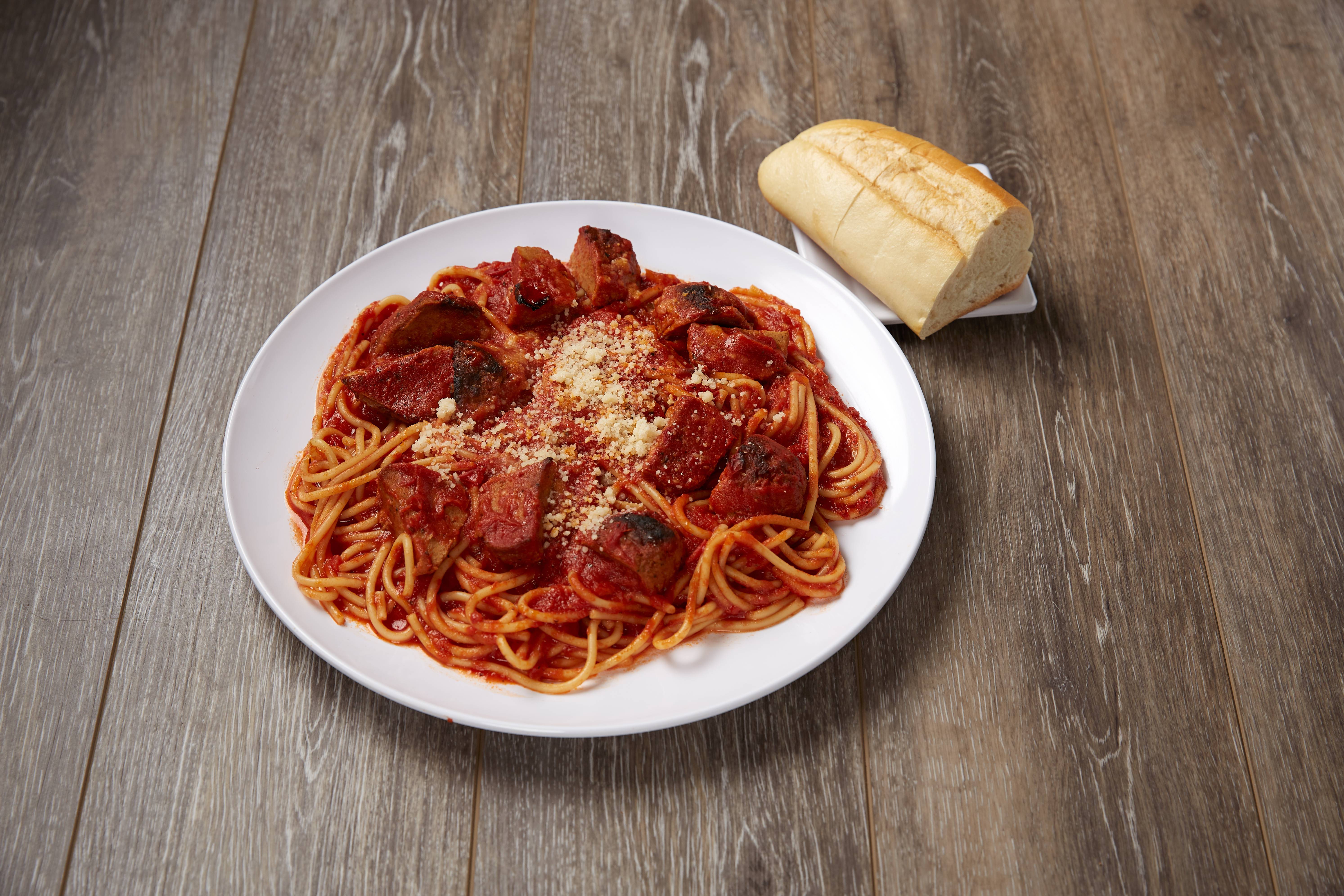 Order Spaghetti with Meatballs food online from Mario's Pizzeria store, Brooklyn on bringmethat.com