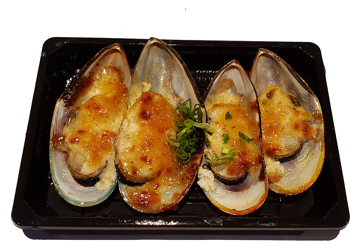 Order Baked Green Mussels (6 pcs) food online from Nonstop Sushi & Sake Bar store, Santa Monica on bringmethat.com