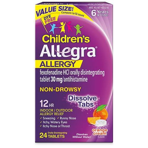 Order Allegra Children's 12HR Orally Disintegrating Tablets Orange Cream - 24.0 ea food online from Walgreens store, Marietta on bringmethat.com
