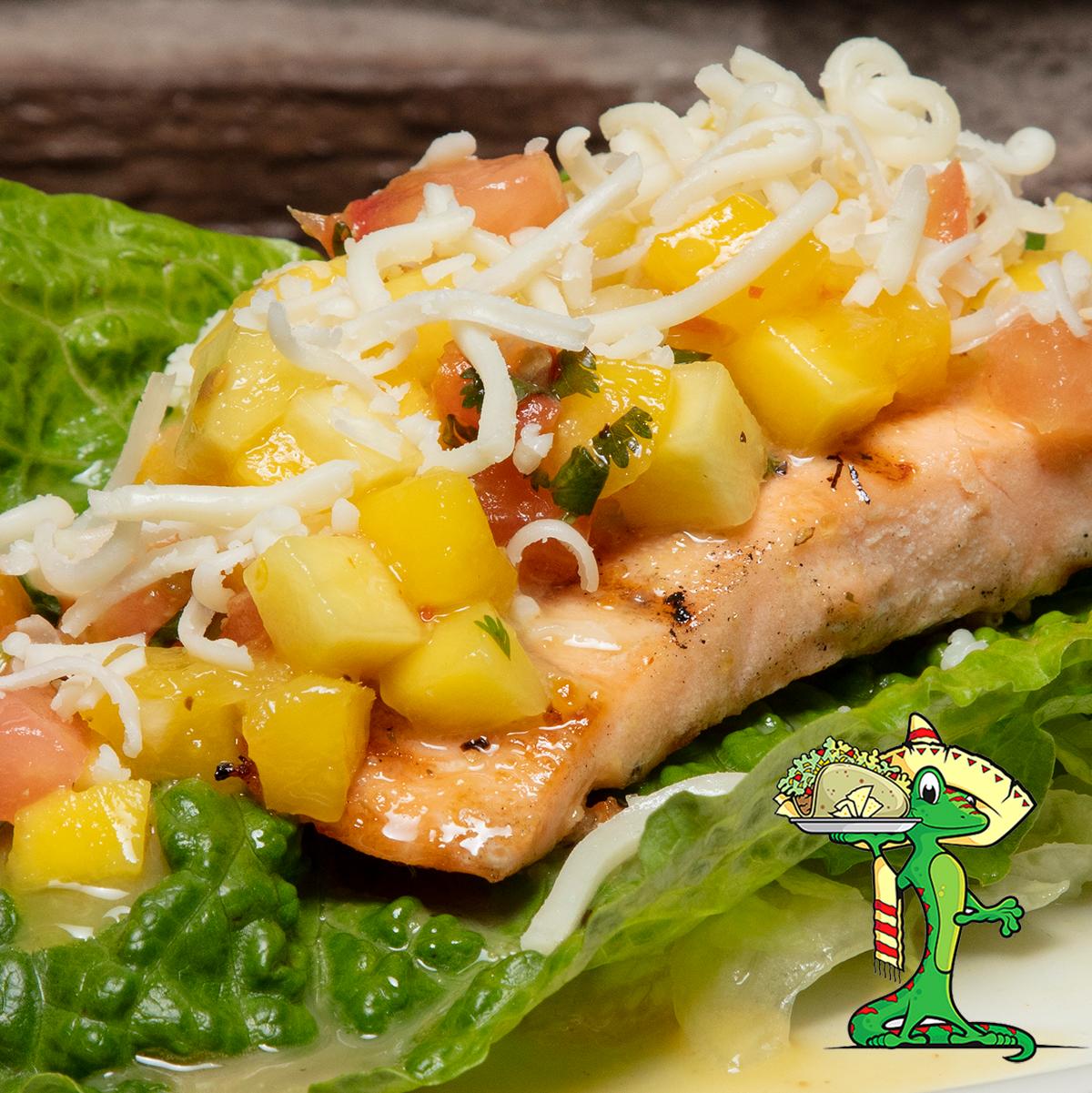 Order Lettuce Wrap Taco Salmon food online from Gecko Grill store, Gilbert on bringmethat.com