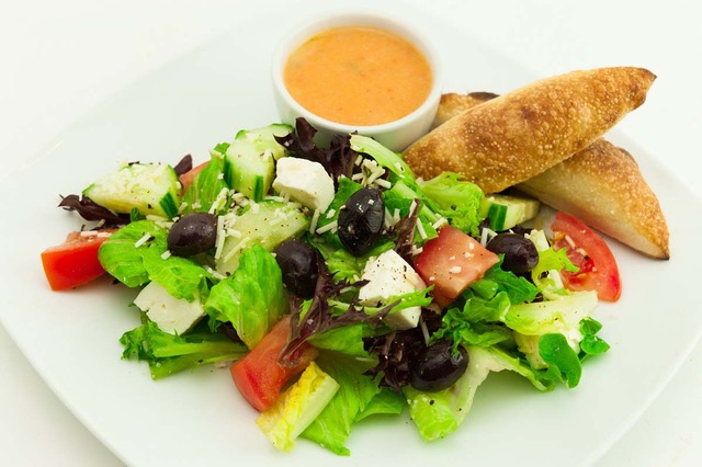 Order Greek Salad food online from Stone Hot Pizza store, Falls Church on bringmethat.com