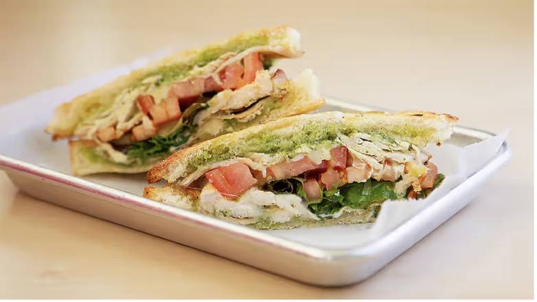 Order Grilled Chicken Pesto Sandwich food online from Sweet Pea's store, Los Gatos on bringmethat.com