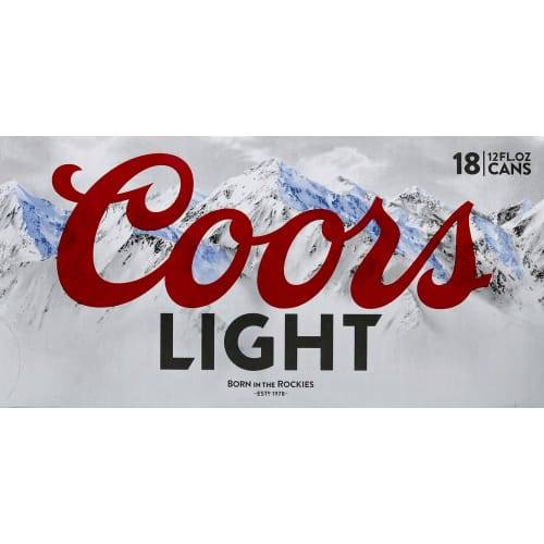 Order Coors Light · Domestic Lager Beer (18 x 12 fl oz) cans  food online from D & B Liquor store, Olmos Park on bringmethat.com