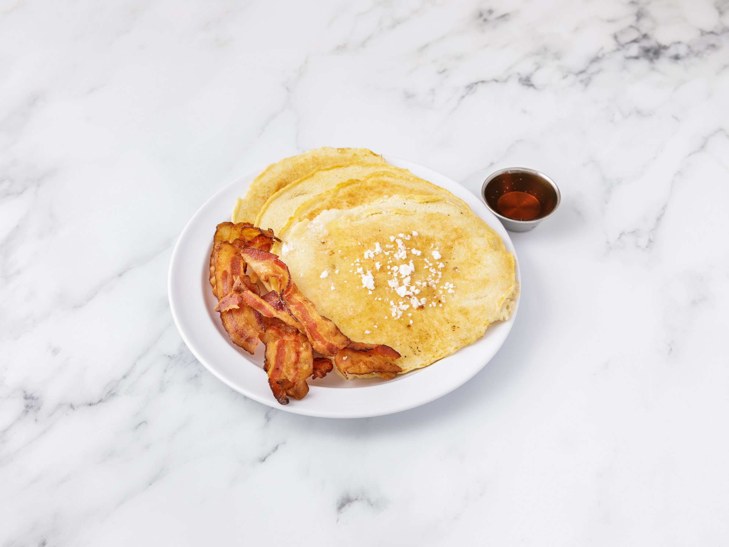 Order Golden Brown Pancakes with Bacon food online from Bon Appetite Bagels store, Totowa on bringmethat.com