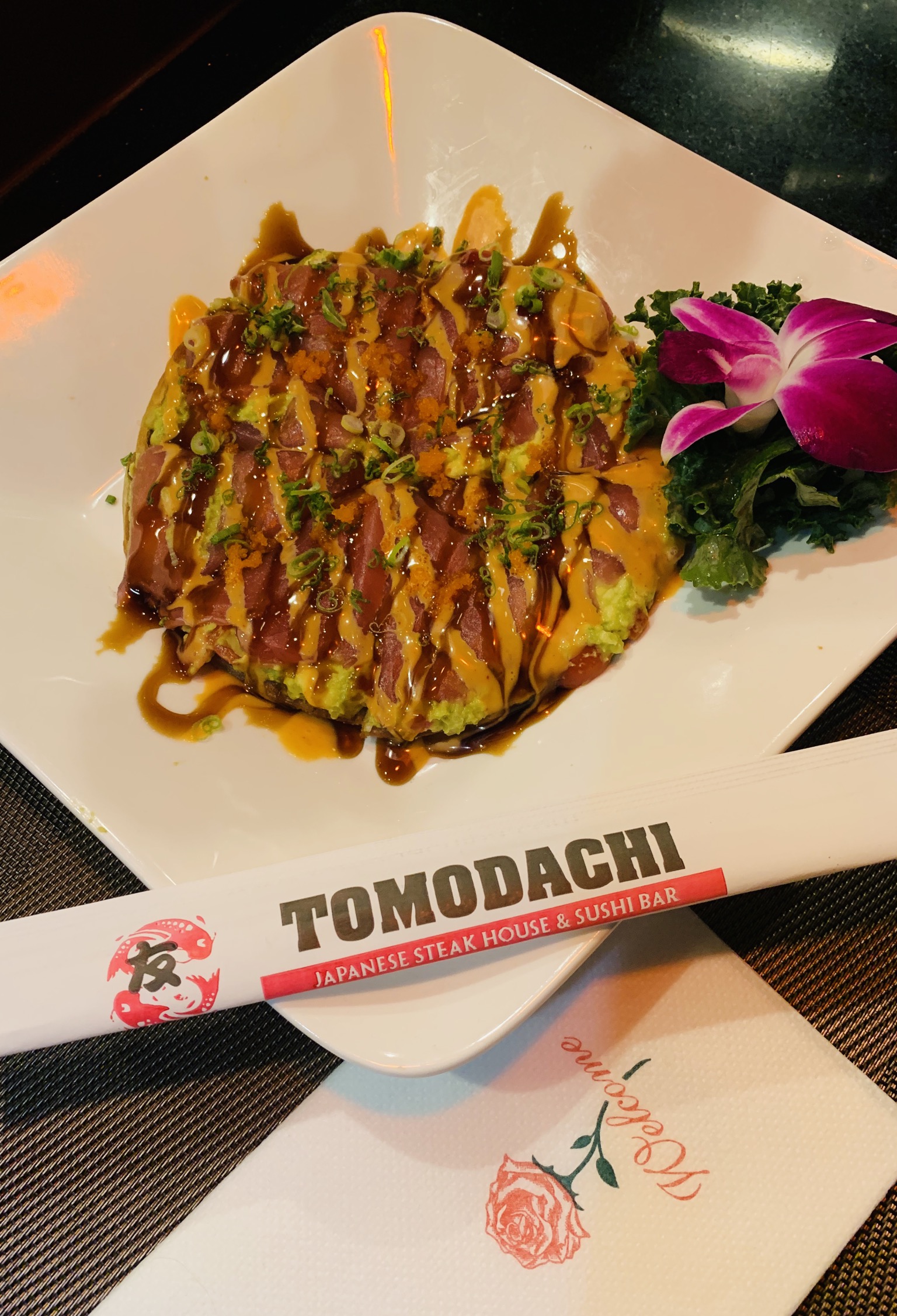 Order 8. Sushi Pizza food online from Tomodachi Japanese Steakhouse & Sushi Bar store, Royersford on bringmethat.com