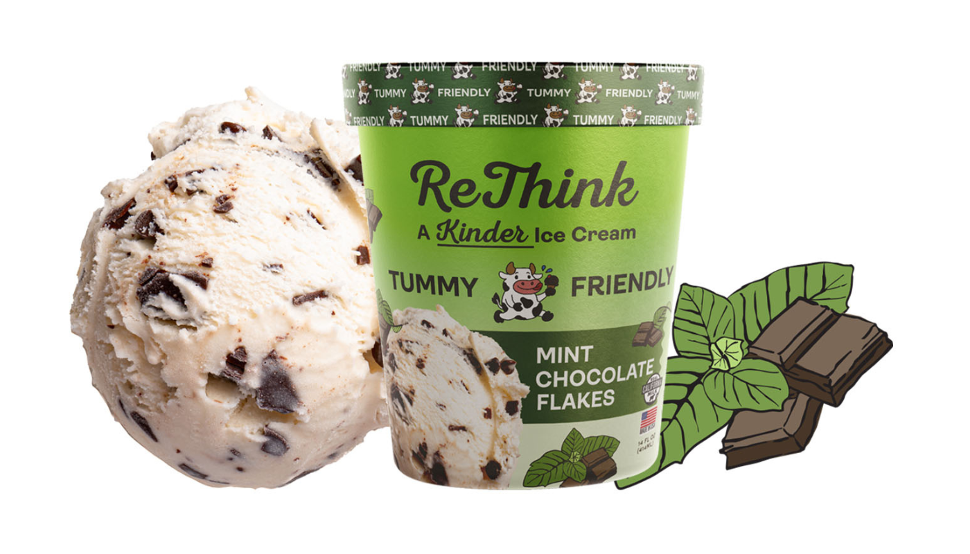 Order ReThink Ice Cream-Mint with Chocolate Flakes food online from Afters Ice Cream store, Lawndale on bringmethat.com