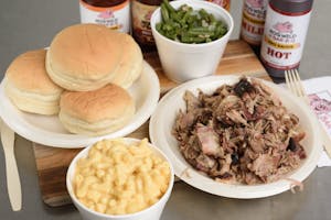 Order #1 Family Pack (Feeds 4) - 1 Meat Choice food online from Hog Wild Pit Bar-B-Q store, Derby on bringmethat.com