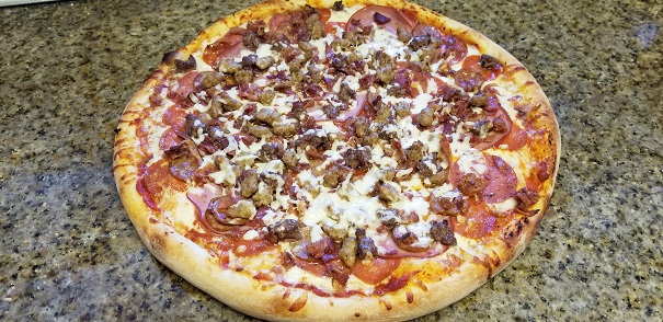Order 13. Zorba's All Meat Pizza food online from Zorbas Pizza store, Millbrae on bringmethat.com