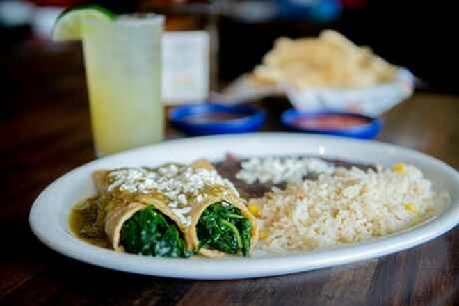 Order Spinach Enchiladas food online from Frontera Mex-Mex Grill store, Loganville on bringmethat.com