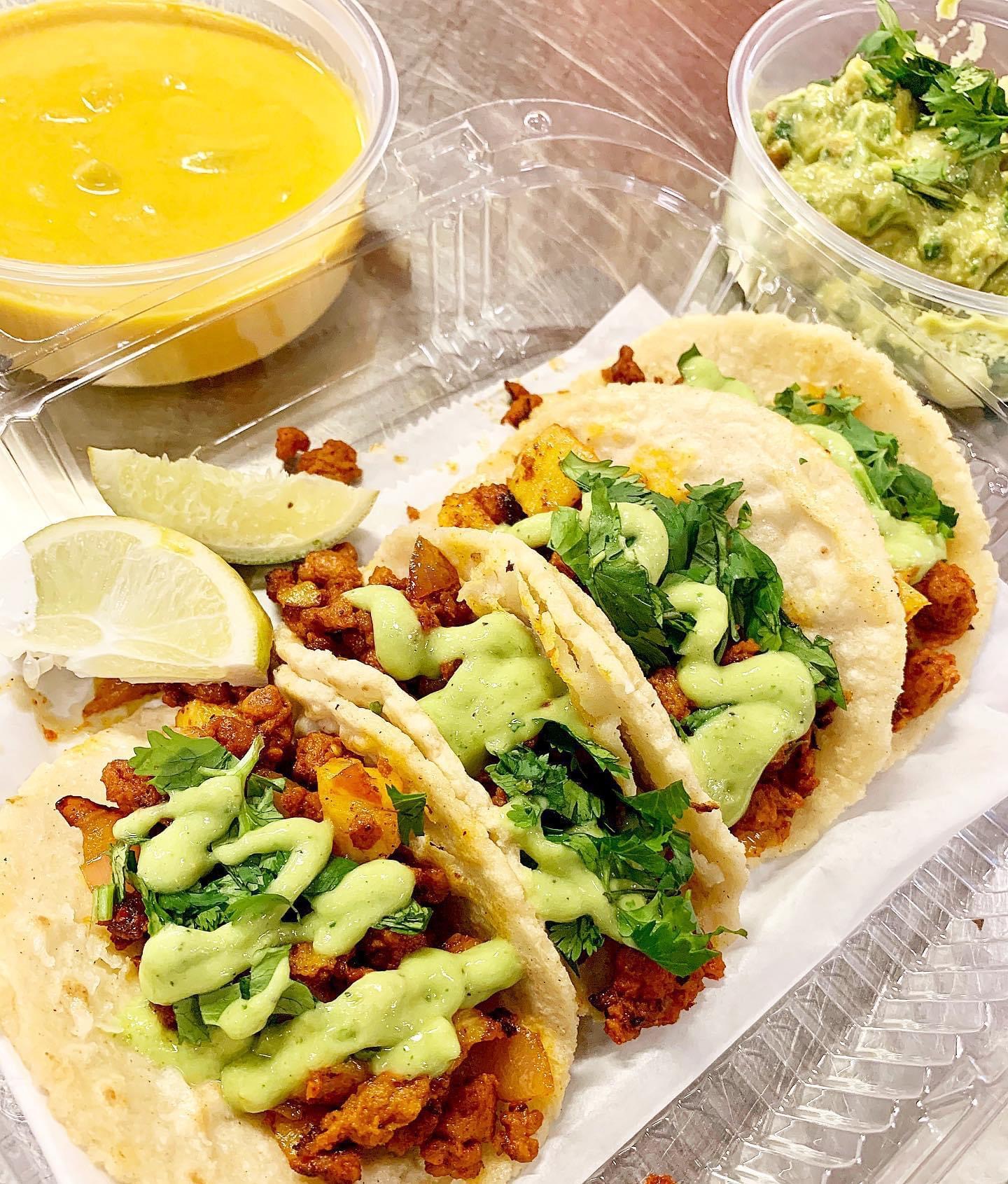 Order Tacos Al Pastor Vegano food online from La Milpa Mexican Restaurant store, Denton on bringmethat.com