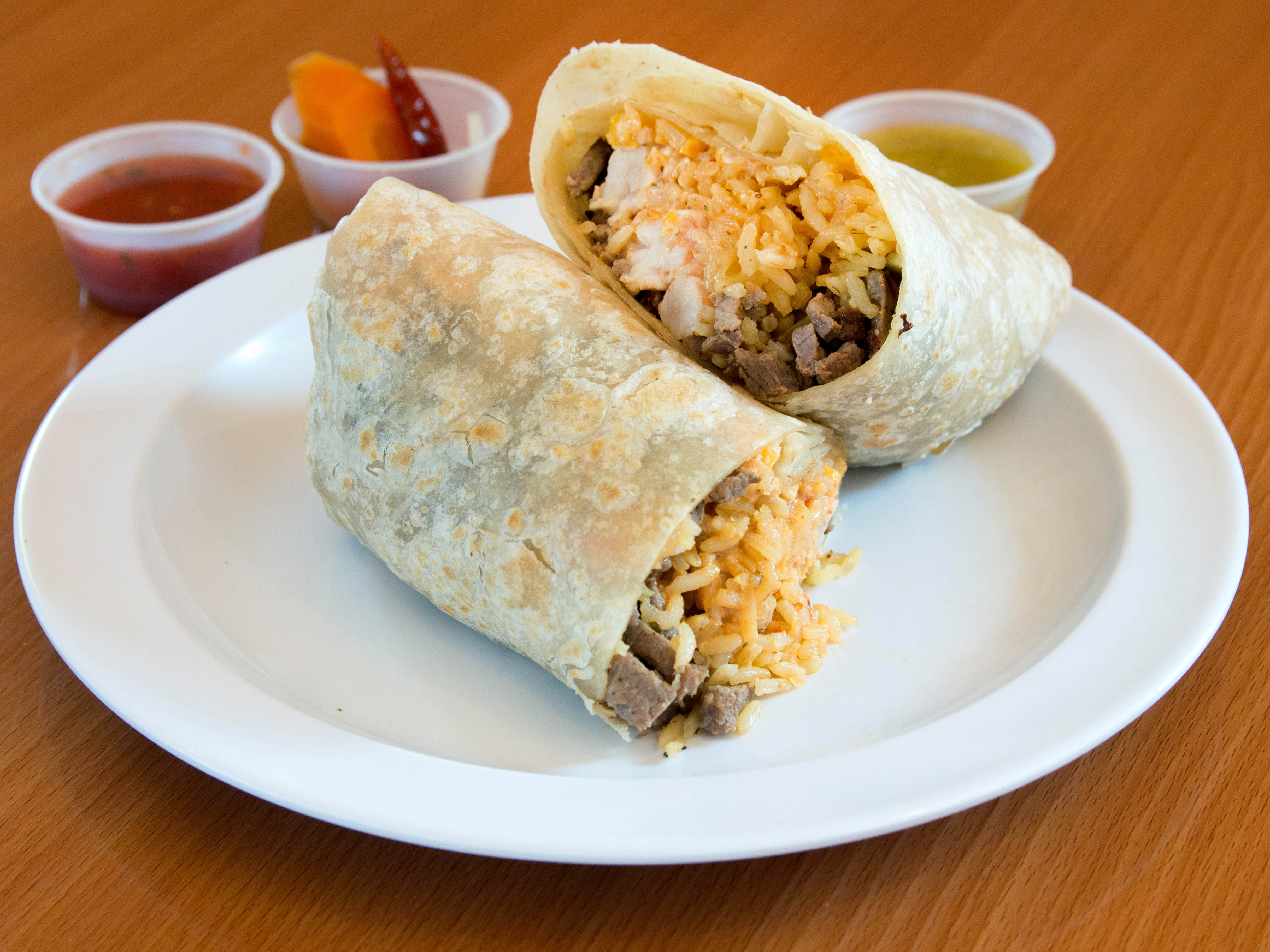 Order Surf and Turf Burrito food online from Panchos Mexican Grill store, El Cajon,  on bringmethat.com