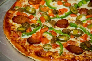 Order Mexicana Pizza food online from Papa Ray's Pizza - Miriam St. store, Daly City on bringmethat.com