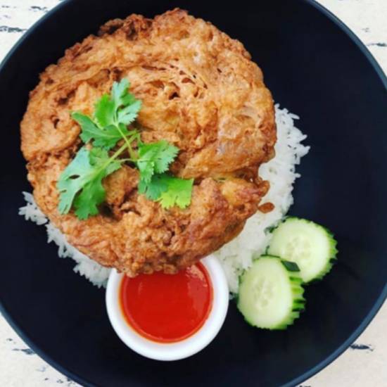 Order Khao Kai Jiew Rice Bowl food online from Otus Thai Kitchen & Coffee store, West Hollywood on bringmethat.com