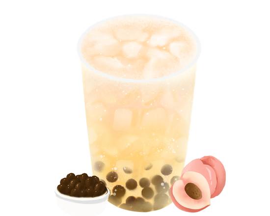 Order White Peach Oolong Milk Tea food online from Bubble Crush Tea Studio store, Cape Girardeau on bringmethat.com