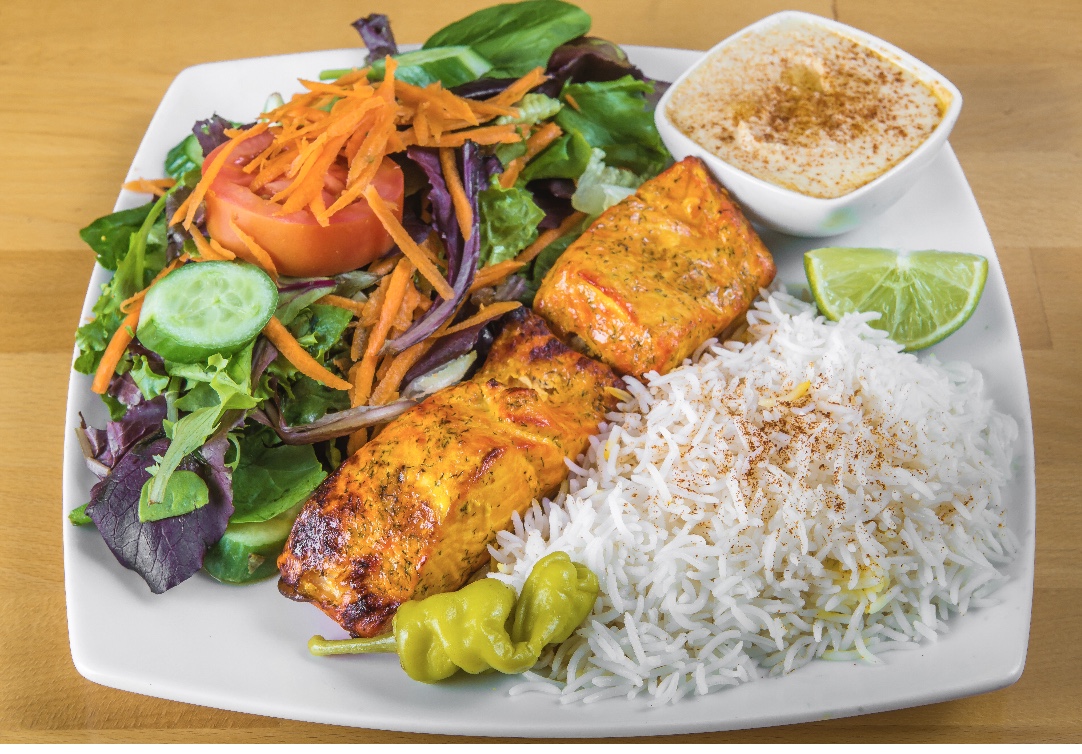 Order Salmon Kabob food online from Pita Cafe store, Los Angeles on bringmethat.com