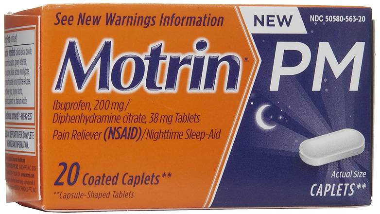 Order Motrin Pm Caplets 200 Mg Ibuprofen & 38 Mg Sleep Aid- 20 Ct food online from Route 7 Food Mart store, Norwalk on bringmethat.com