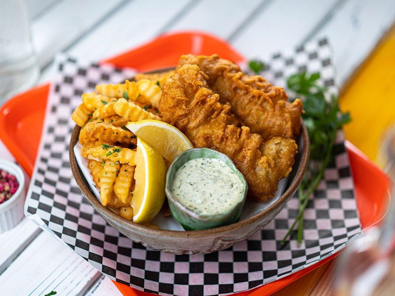 Order Two Pieces of Fried Cod + Fries food online from Cheebo store, Culver City on bringmethat.com
