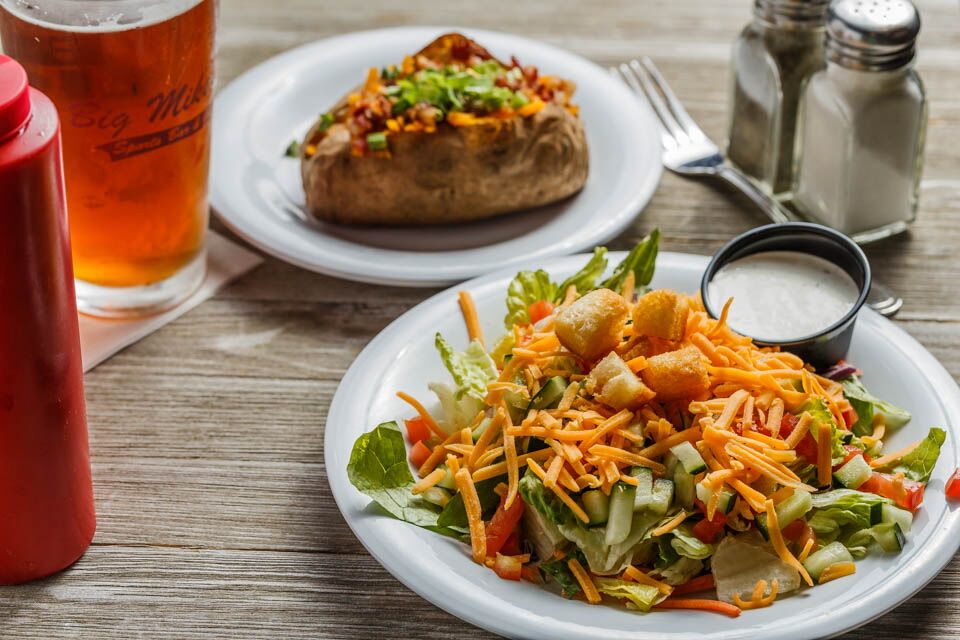 Order Salad and Baked Potato Combo food online from Big Mike's Sports Bar & Grill store, Denham Springs on bringmethat.com