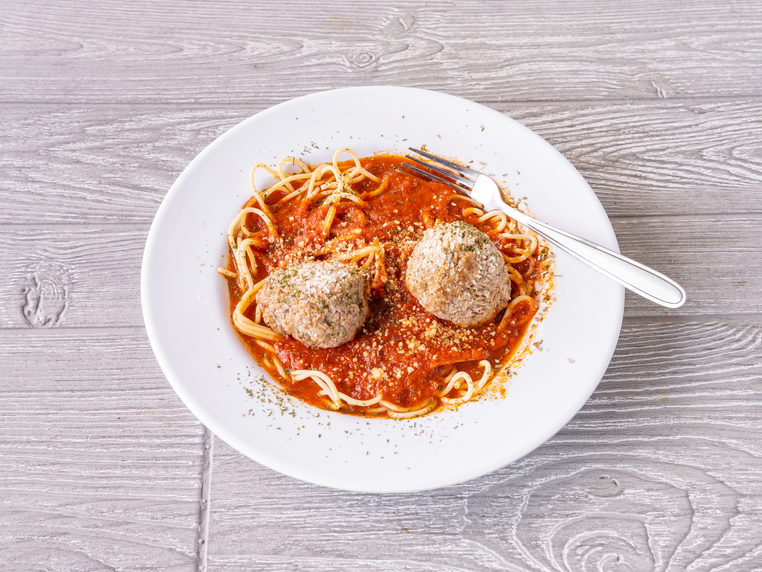 Order Spaghetti with Meatballs Platter food online from Tonitos Pizza store, West Chester on bringmethat.com