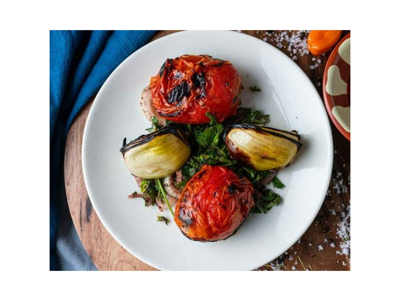Order Roasted Onion + Tomato Skewer food online from Open Sesame store, Los Angeles on bringmethat.com