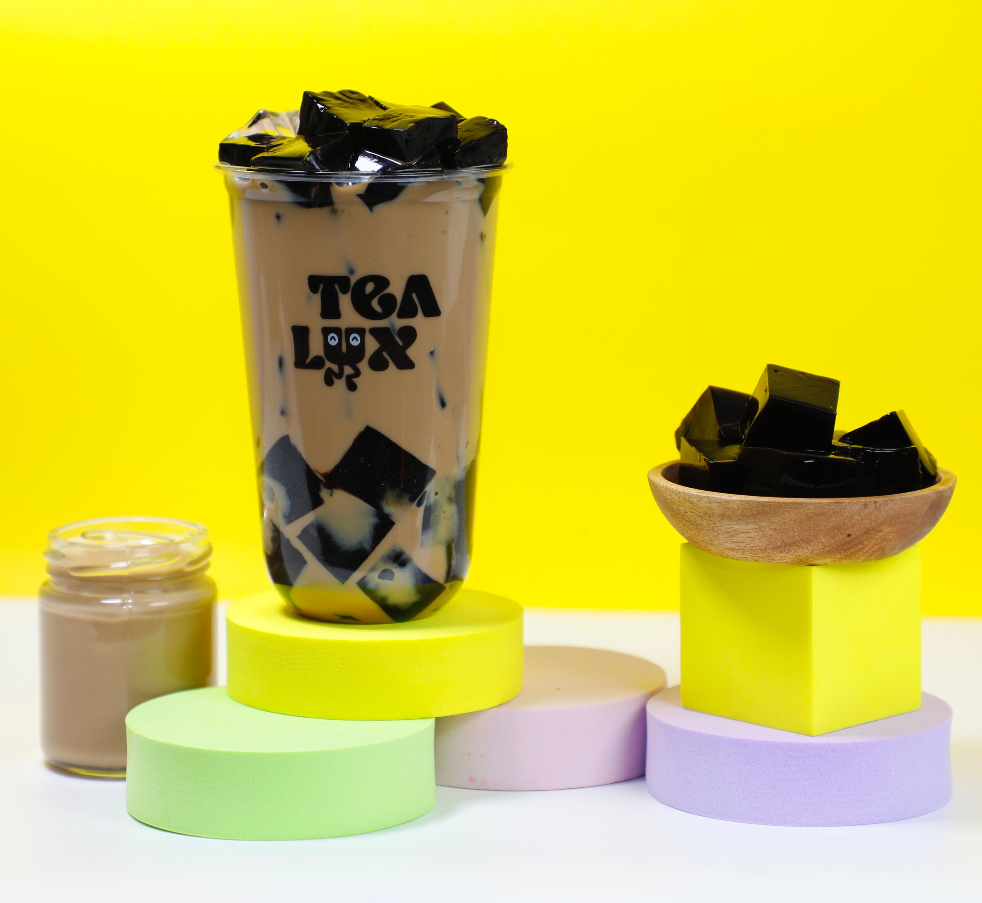 Order Grass Jelly Milk Tea food online from Tealux Cafe store, Norfolk on bringmethat.com
