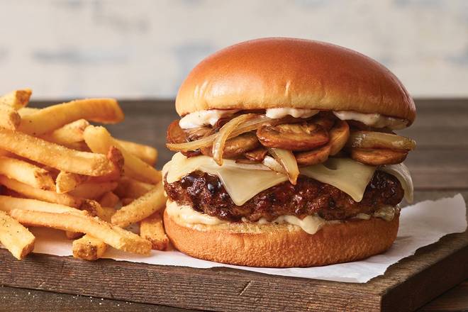 Order NEW Bourbon Street Mushroom Swiss Burger food online from Applebee's store, Durham on bringmethat.com